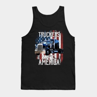 Trucker American Flag Truck Driver Tank Top